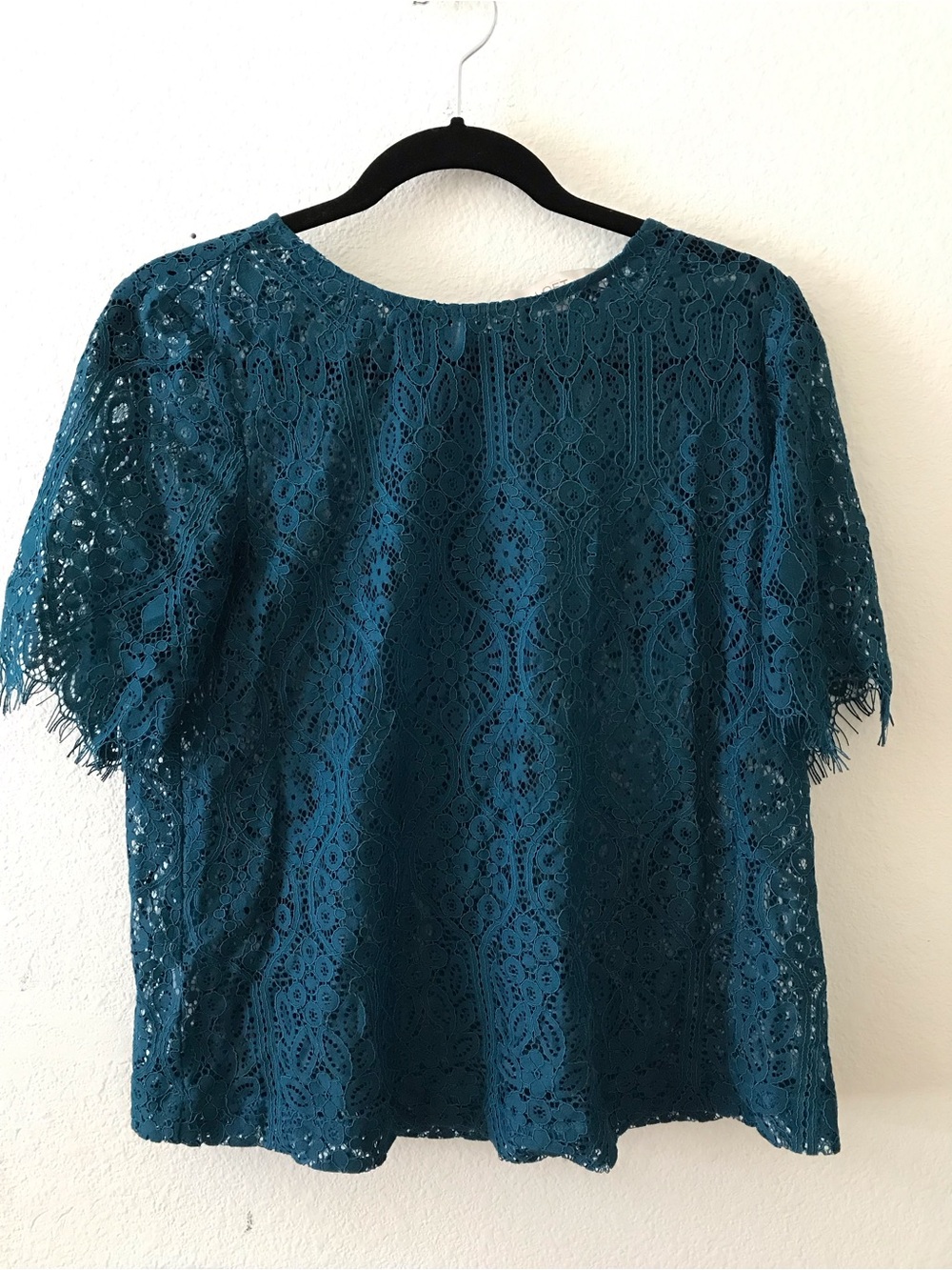 Loft Teal Lace Short-Sleeve Blouse - Women's Top